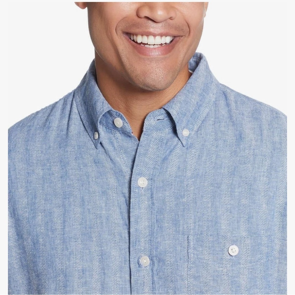 Weatherproof Vintage set of 2 Men’s Washable Linen SS Button Down Shirts, XL - Picture 5 of 14